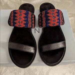DANNIJO BLACK BEADING FLAT SANDAL.